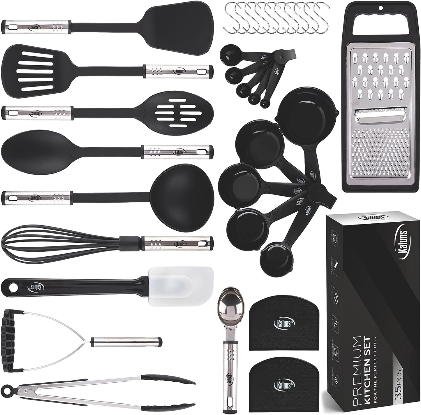 Kitchen Utensils Set 35 PCS Cooking Utensils Set, Nonstick and Heat Resistant Nylon Stainless Steel Silicone Spatula Set - Kitchen Gadgets Home Essentials Kitchen Accessories, Apartment Must Haves