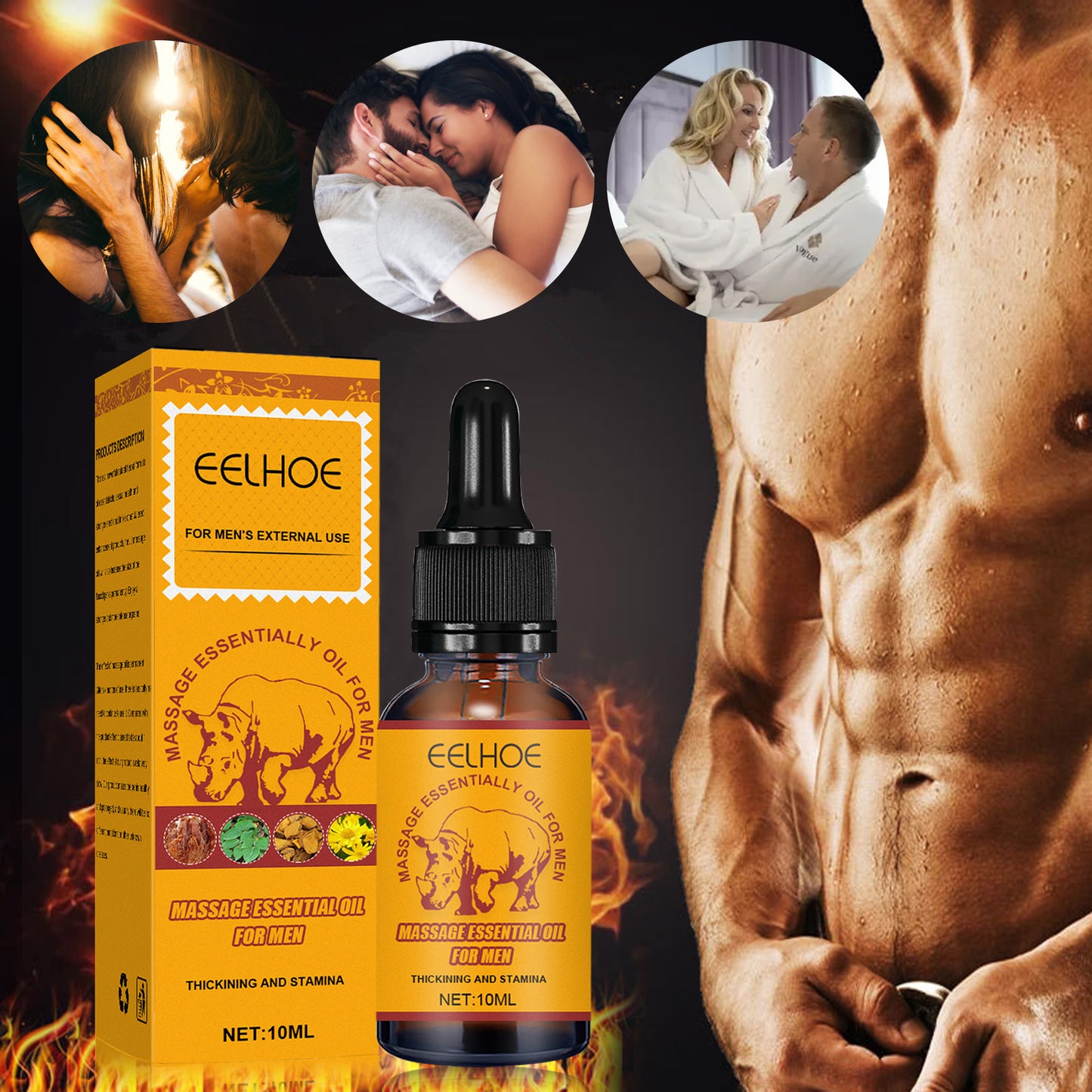 EELHOE Men'S Massage Essential Oil, Men'S Strength Body Exercise Care Massage Care Essential Oil