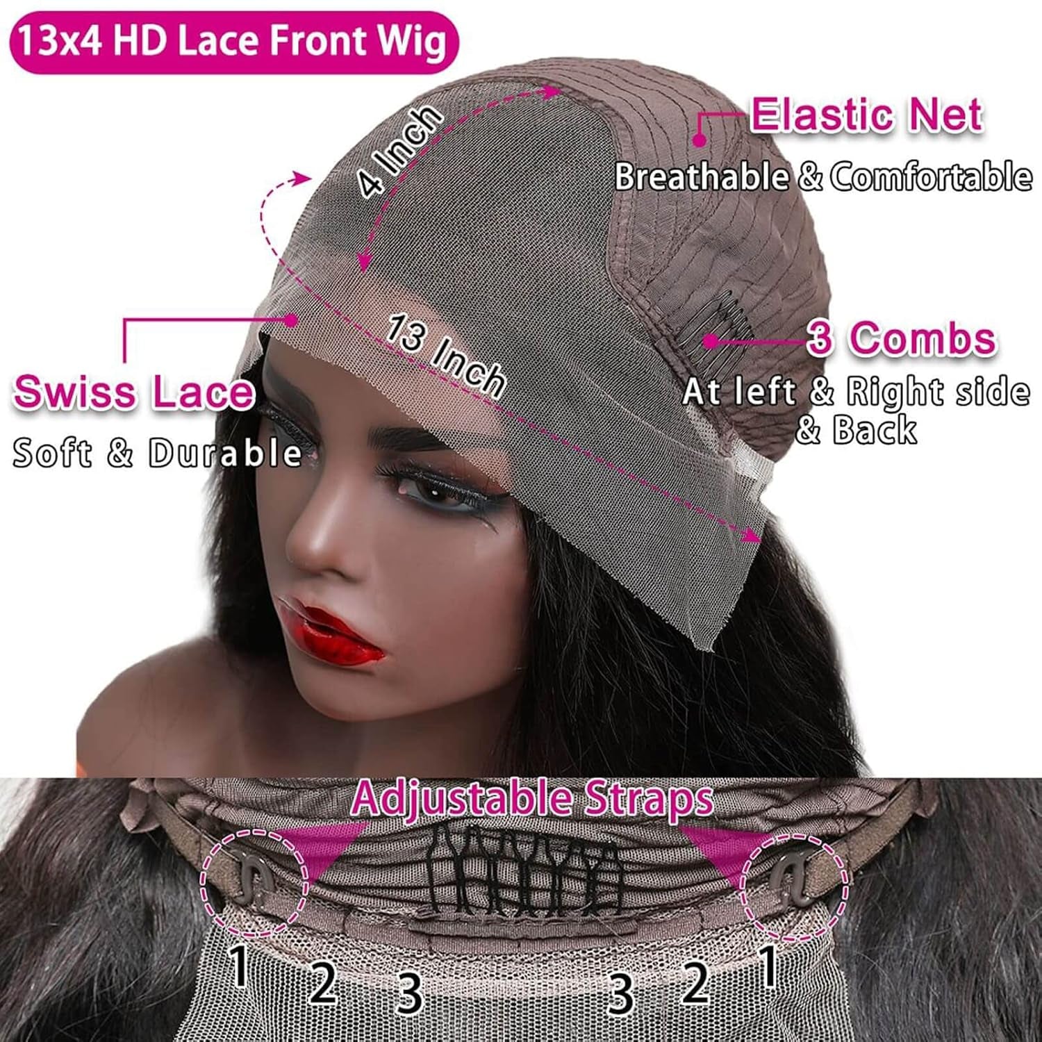 13X4 Body Wave Lace Front Wigs Human Hair for Women 180% Density HD Lace Front Wigs Human Hair Pre Plucked with Baby Hair Natural Hairline Brazilian Virgin Glueless Human Hair Wigs (24 Inch)