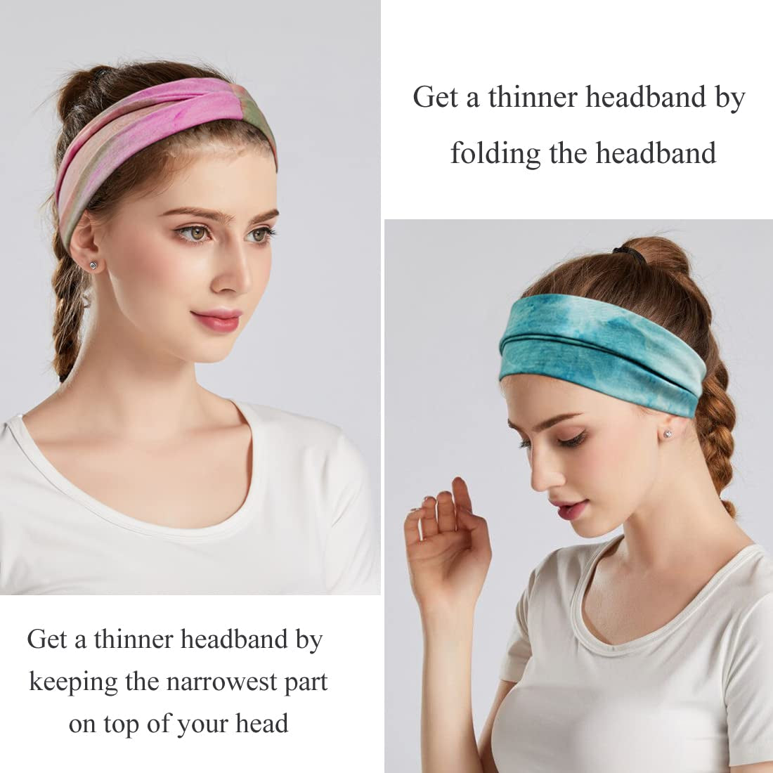 Headbands for Women Workout Wide Headband Yoga Head Bands for Women'S Hair Accessories Fashion Band Tie Dye 6 Pack