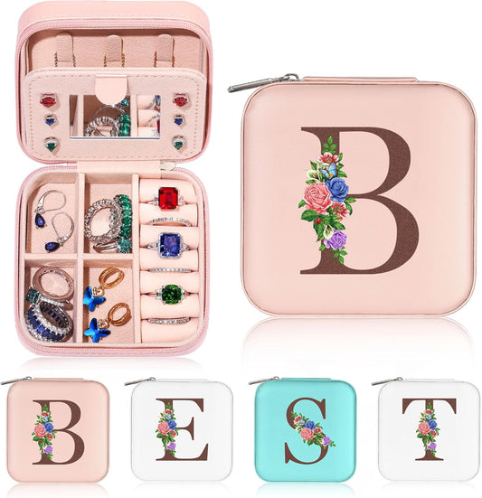 Gifts for Girls - Teen Girl Gifts Trendy Stuff, Travel Jewelry Case Jewelry Box Jewelry Organizer, Stocking Stuffers for Girls Initial B