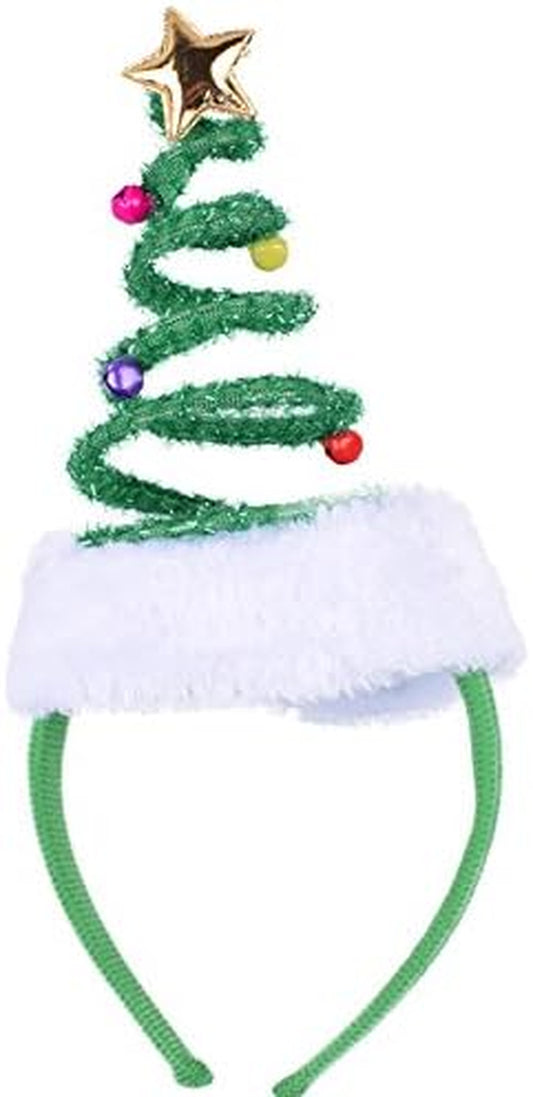Springy Christmas Tree Headband with Bells Santa Headwear - One Size Fits Most