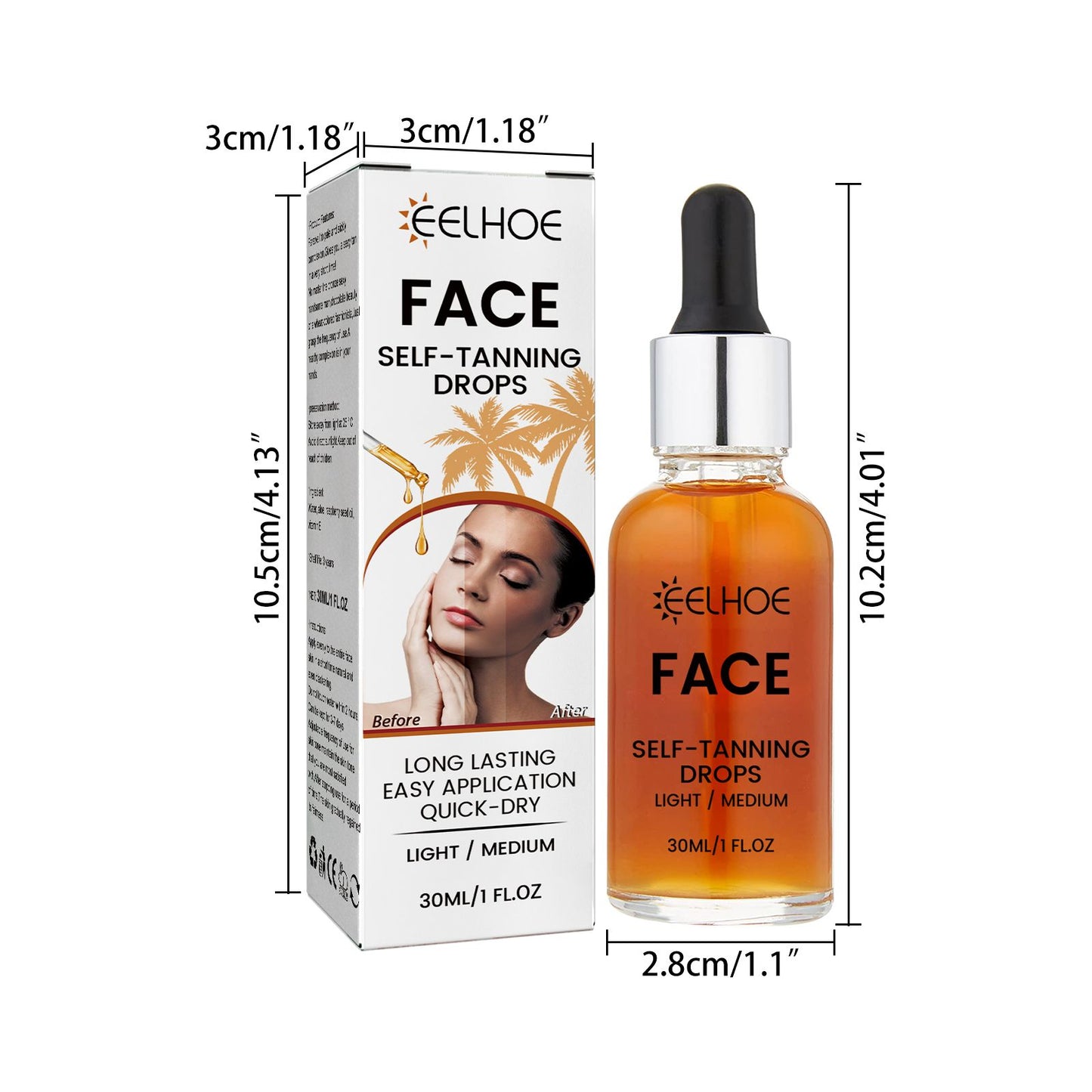 EELHOE Facial Tanning Essence for Achieving a Natural and Stylish Wheat Color or Bronzed Skin Tone, Providing Hydration and Enhancing the Beauty of the Skin without the Need for Sunbathing