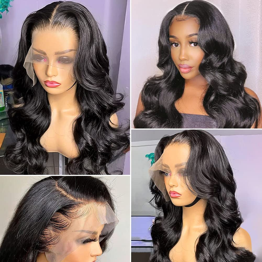 Body Wave Lace Front Wigs Human Hair Pre Plucked with Baby Hair 180 Density Glueless Human Hair Wigs for Women 13X4 HD Transparent Lace Front Wigs with Natural Hairline(26 Inch)