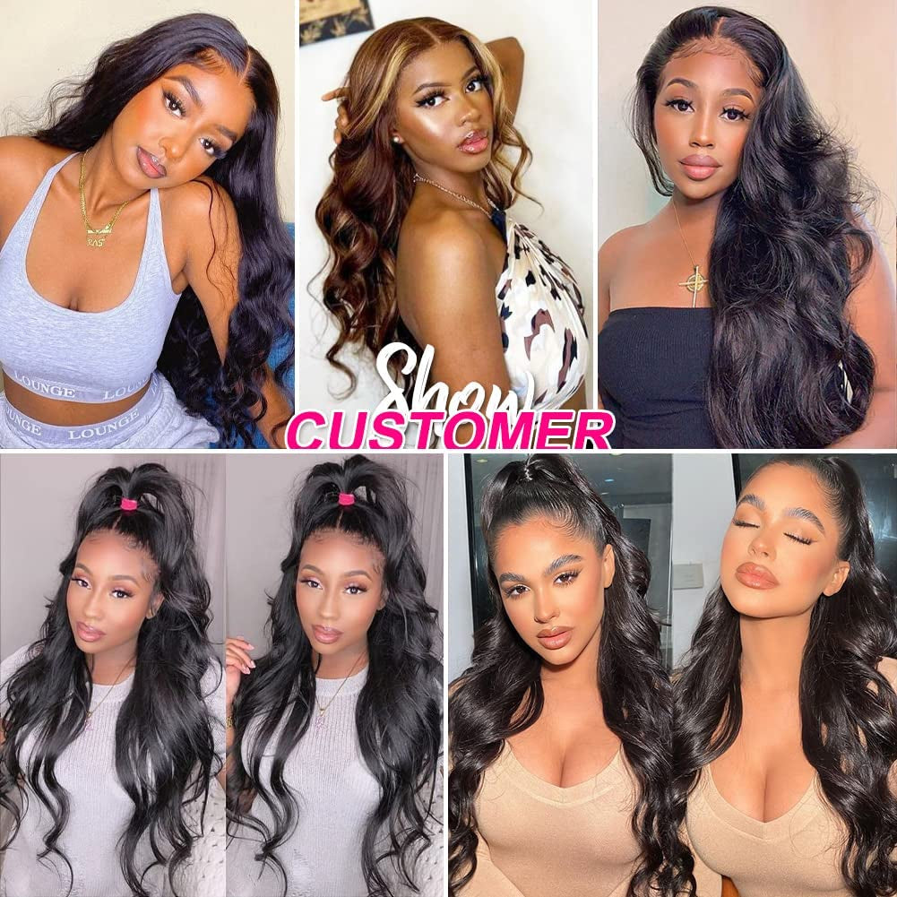 Body Wave Lace Front Wigs Human Hair Pre Plucked with Baby Hair 180 Density Glueless Human Hair Wigs for Women 13X4 HD Transparent Lace Front Wigs with Natural Hairline(26 Inch)