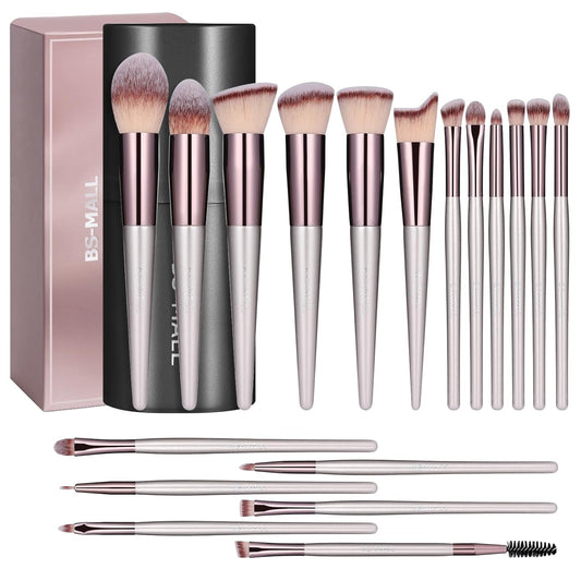 Makeup Brush Set 18 Pcs Premium Synthetic Foundation Powder Concealers Eye Shadows Blush Makeup Brushes with Black Case