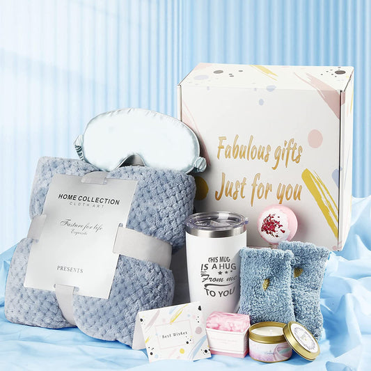 Gifts for Women, Care Package for Women, Relaxing Spa Gift Box Basket, Birthday Baskets, Get Well Soon Gifts with Luxury Blanket, Unique Holiday Gifts Basket for Women, Her, Sister, Mom, Best Friends